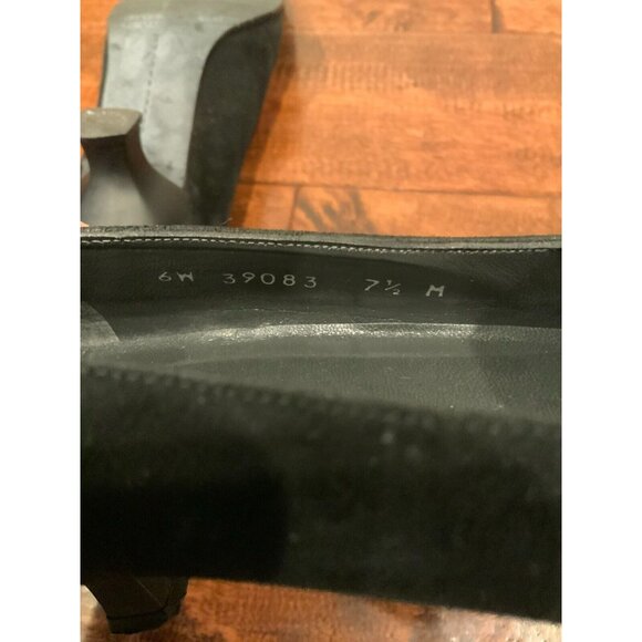 Stuart Weitzman Black Suede Square Toe Kitten Heel Loafers, Size 7.5 (US) - Picture 8 of 8